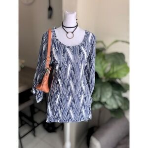 Context Exclusively at Lord and Taylor Geo Print Long Sleeve Top XL